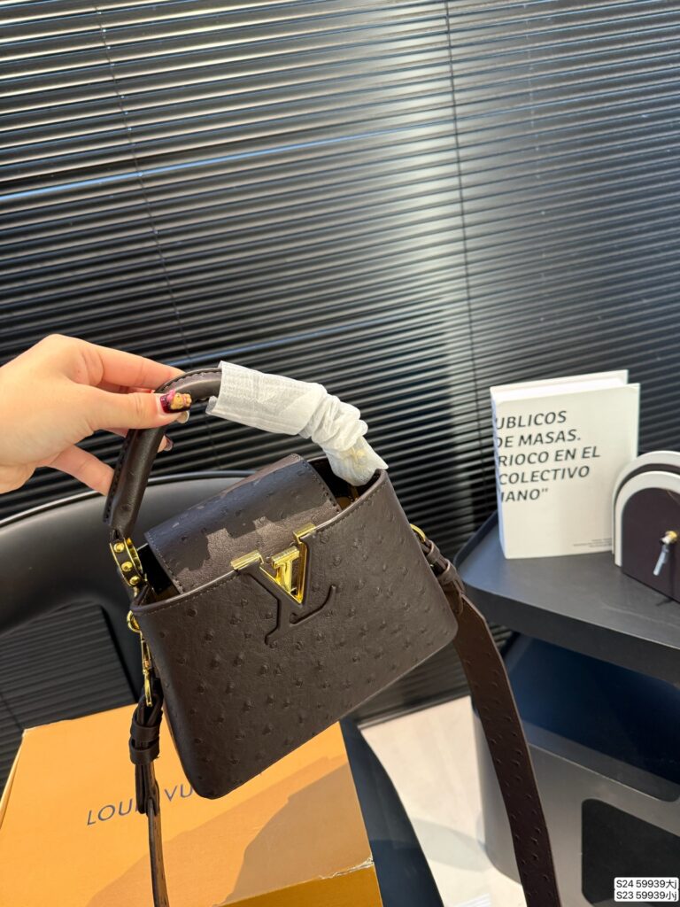 Louis Vuitton Mini Ostrich Skin Minicapucine Leather Bag editorial product context 3