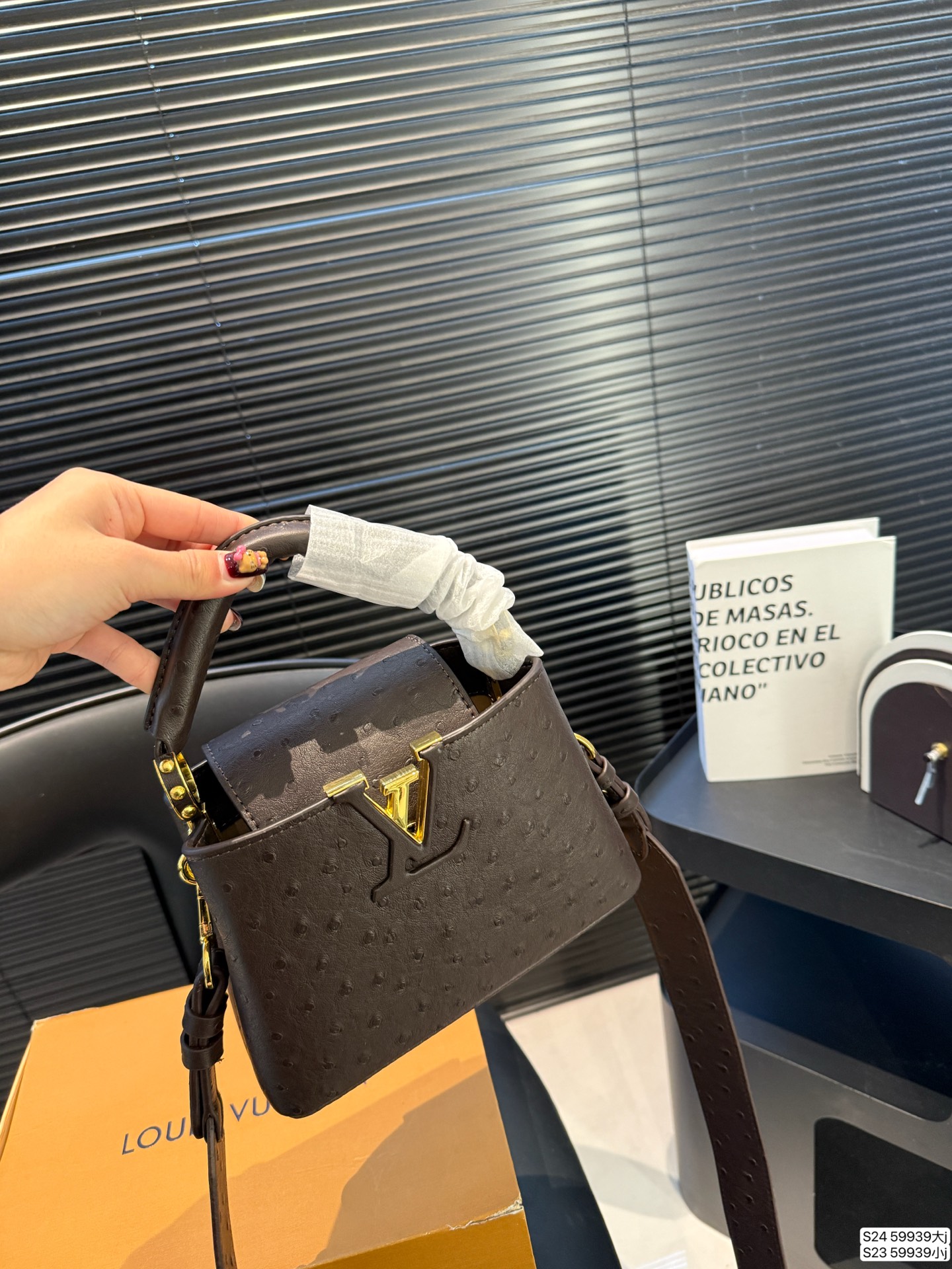 Louis Vuitton P155 P150 Mini ostrich skin minicapucine 27 18 20 13 Bag
