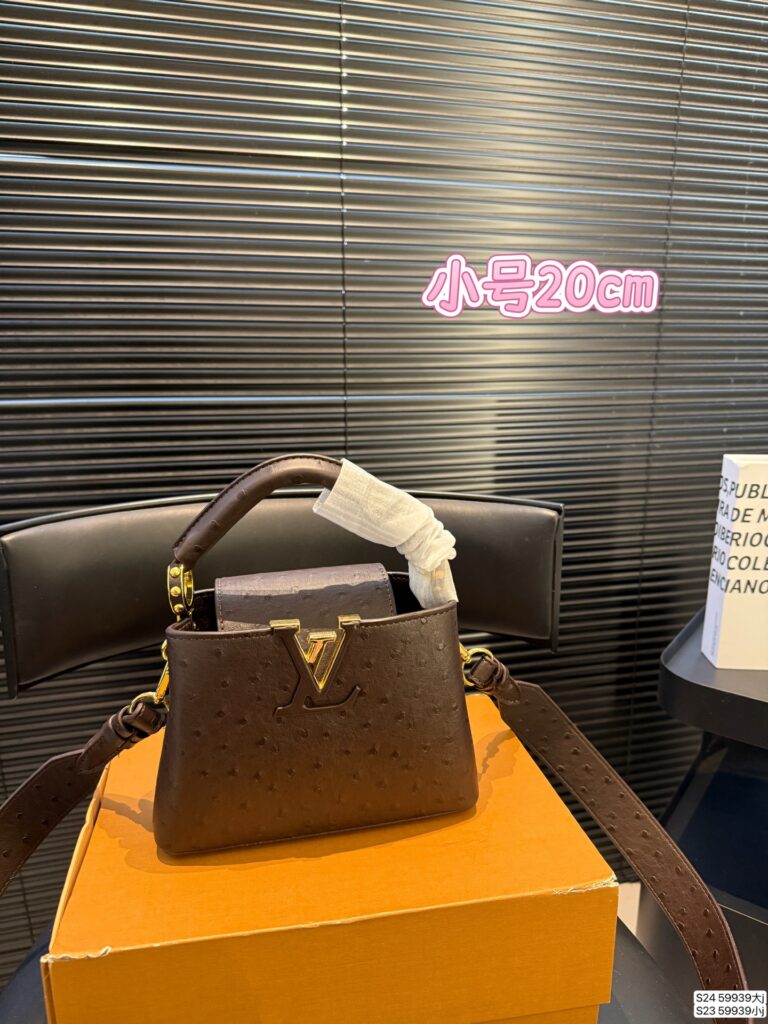 Louis Vuitton Mini Ostrich Skin Minicapucine Leather Bag editorial product context 1