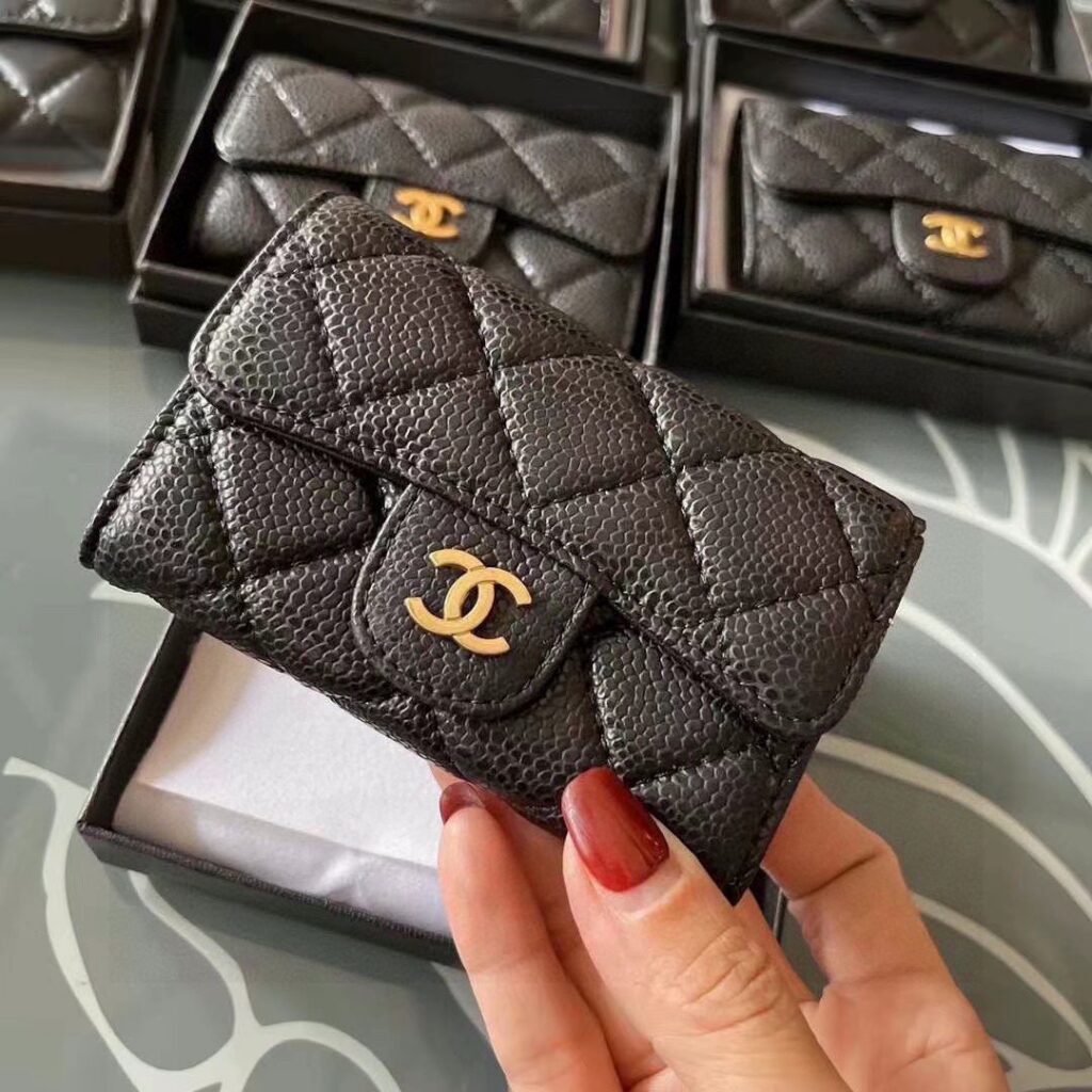Chanel Black Leather Card Holder 11 x 9 cm editorial product context 3
