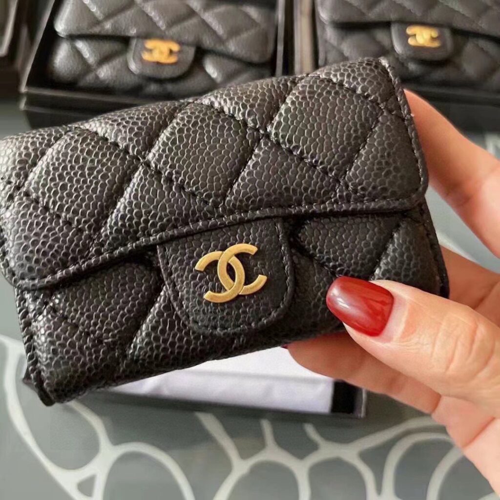 Chanel Black Leather Card Holder 11 x 9 cm editorial product context 2