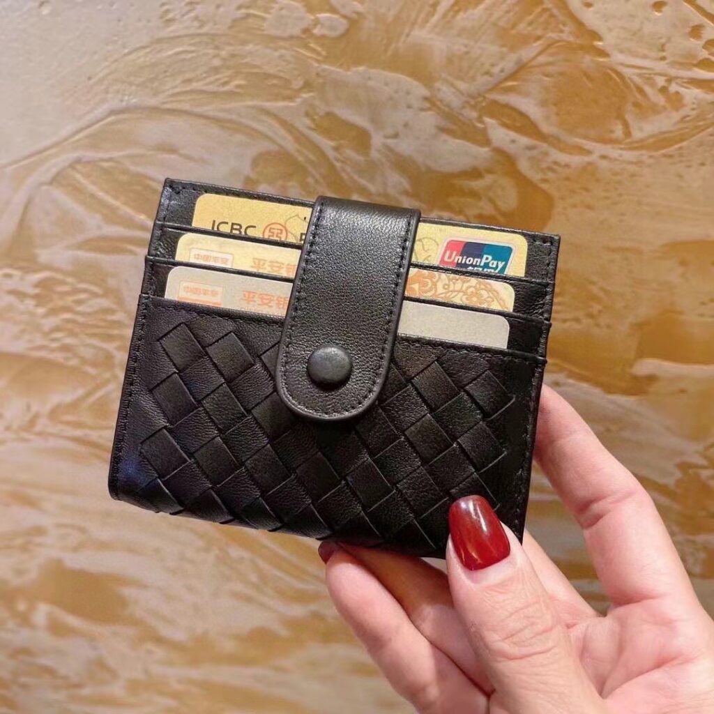 Bottega Veneta 12 Black Card Holder 10 x 9 cm editorial product context 1