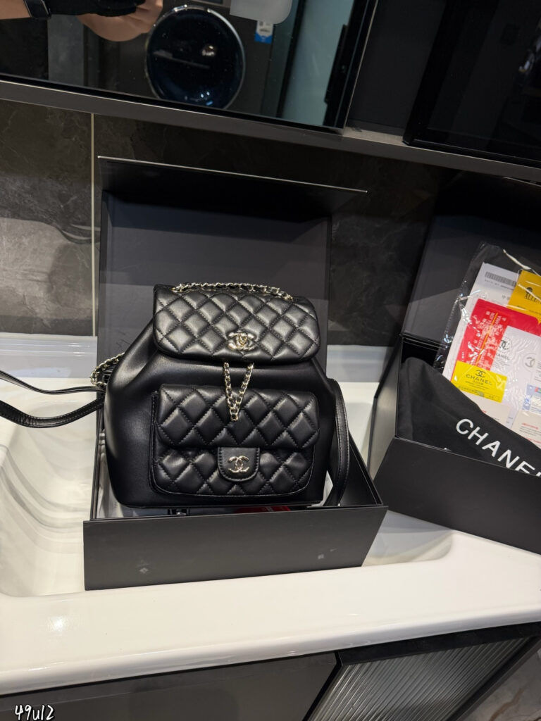 Chanel Duma Gold Lambskin Leather Backpack 22 x 20 cm editorial product context 1
