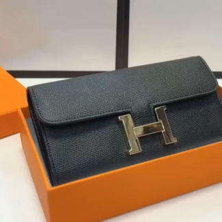 Designer Herm Constance clasp Dark green Vert Wallet Epsom Leather