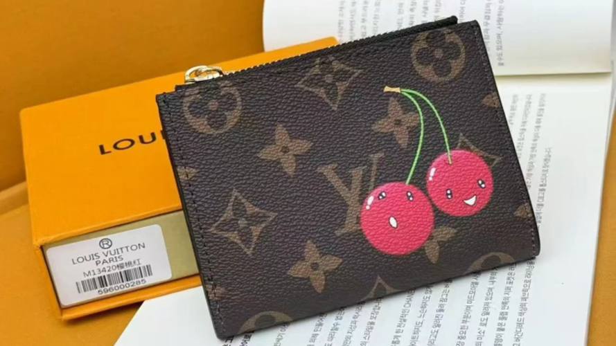 Louis Vuitton Monogram Cherry Brown Coated Clutch Canvas
