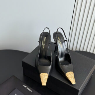 Saint Laurent jeanne slingback pumps in smooth leather
