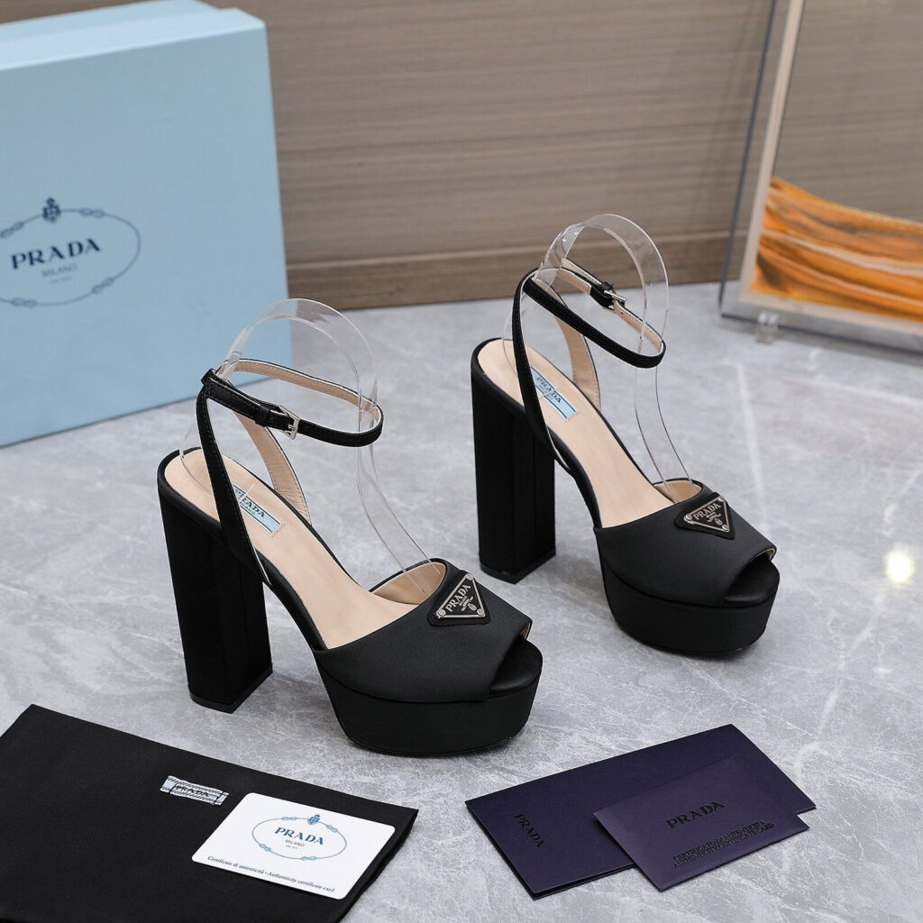 Prada Patent Platform Leather Sandals editorial product context 1