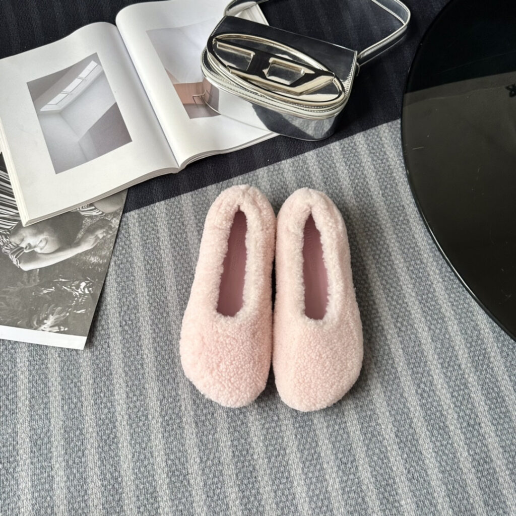 Bottega Veneta Atomic Shearling Trimmed Ballet Flats editorial product context 1