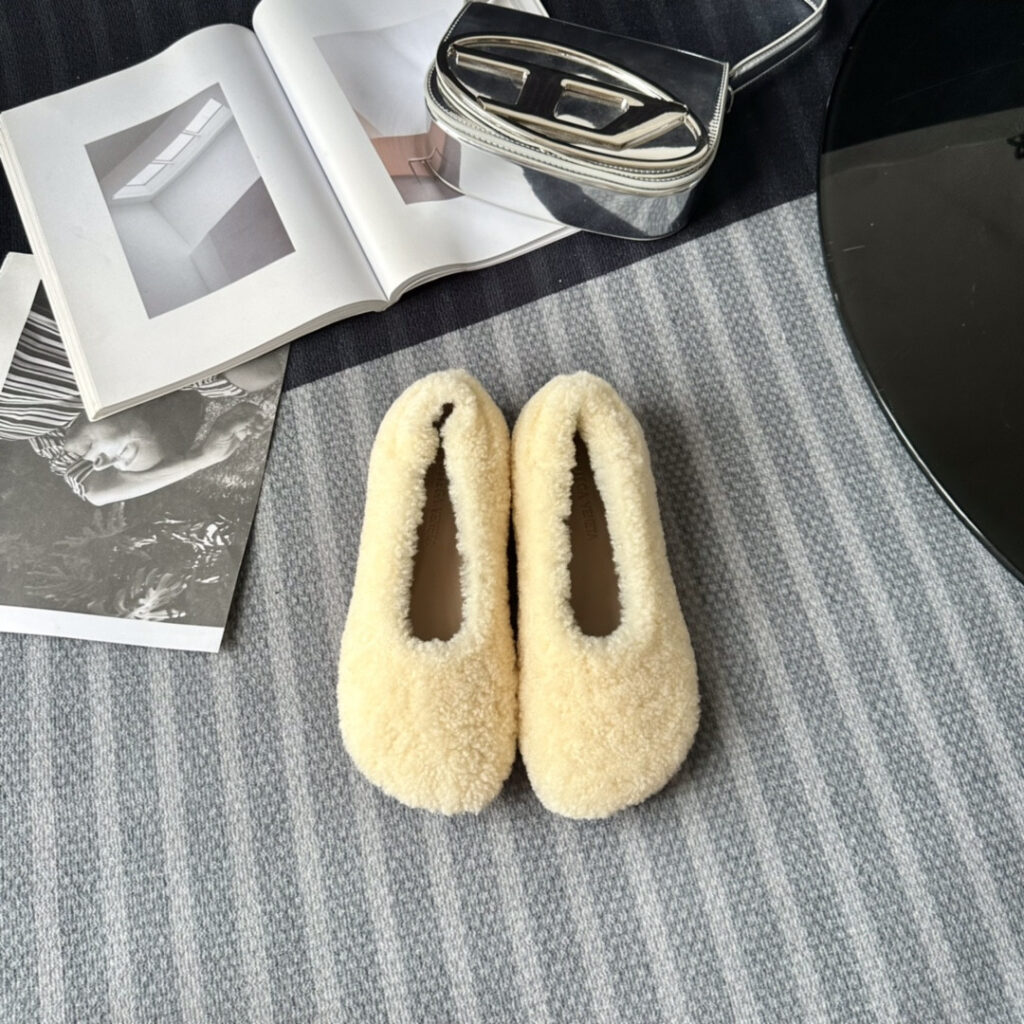 Bottega Veneta Atomic Shearling Trimmed Ballet Flats editorial product context 1