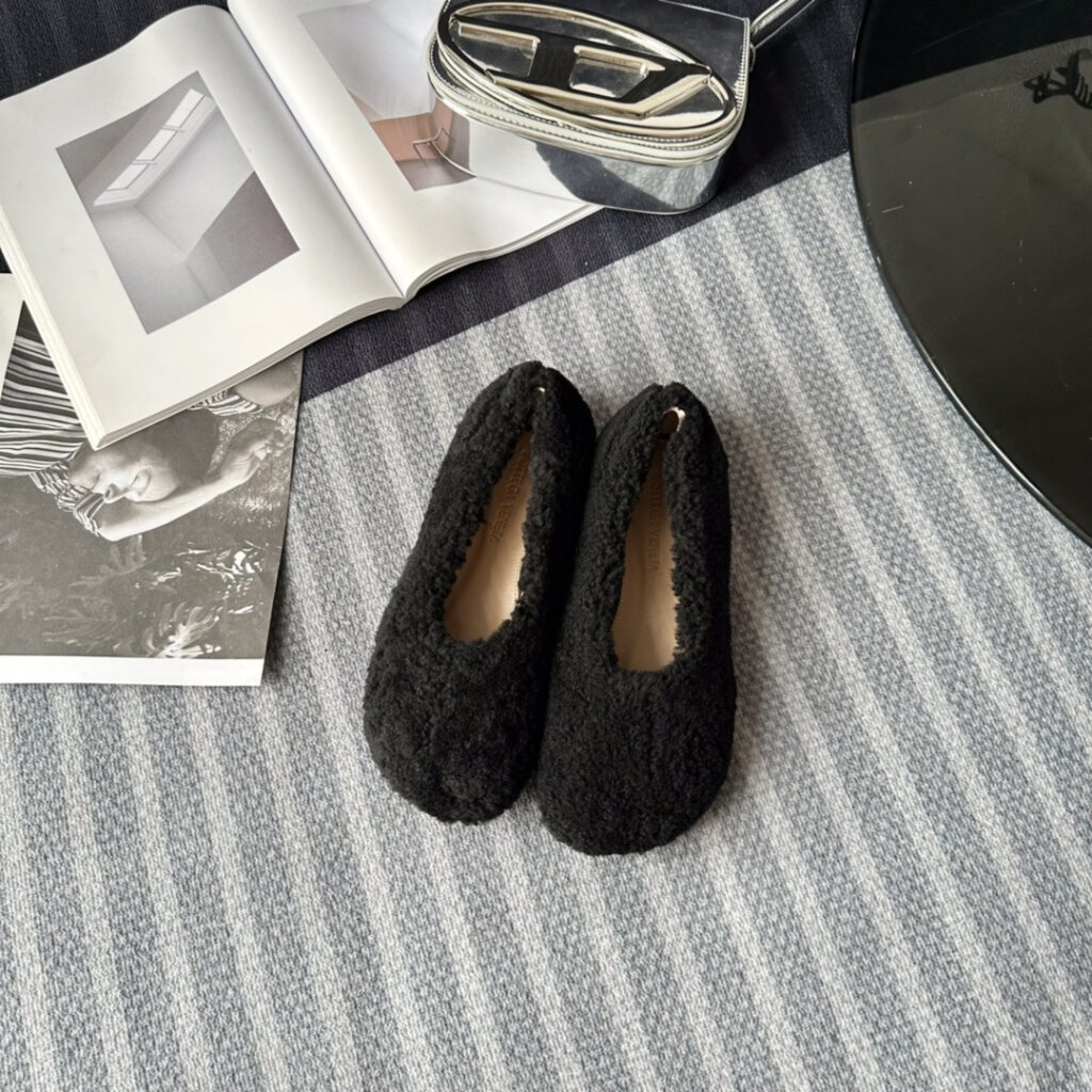 Bottega Veneta Atomic Shearling Trimmed Ballet Flats editorial product context 1