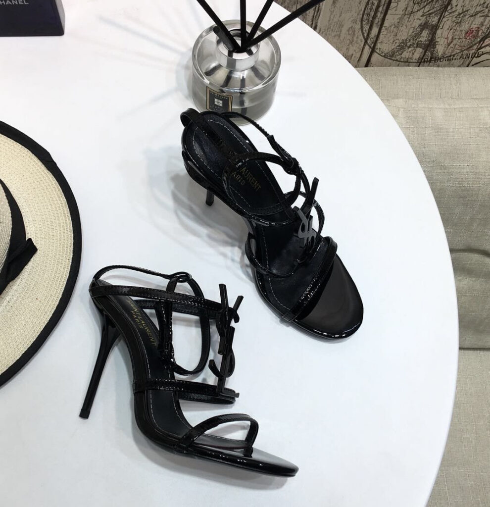 Saint Laurent Cassandra Platform Patent Leather Sandals editorial product context 1