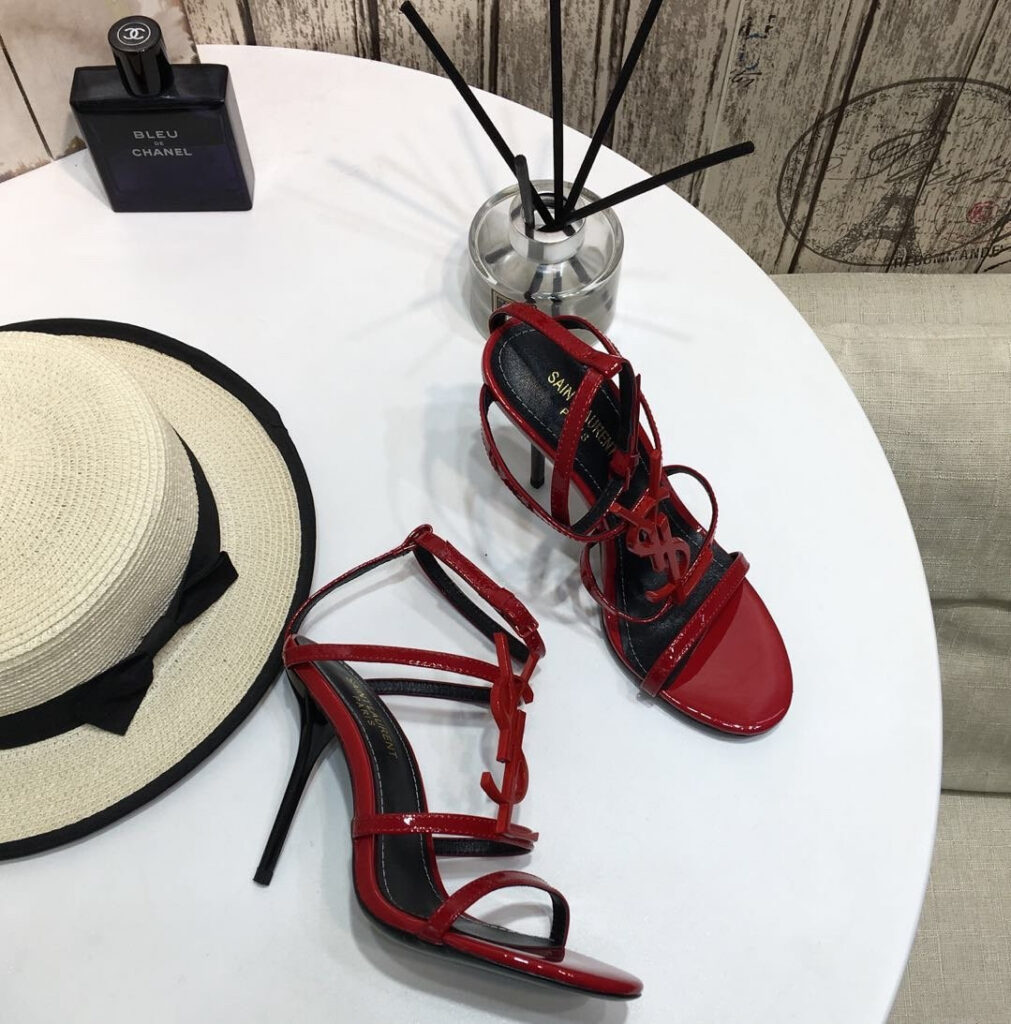 Saint Laurent Cassandra Platform Patent Leather Sandals editorial product context 1