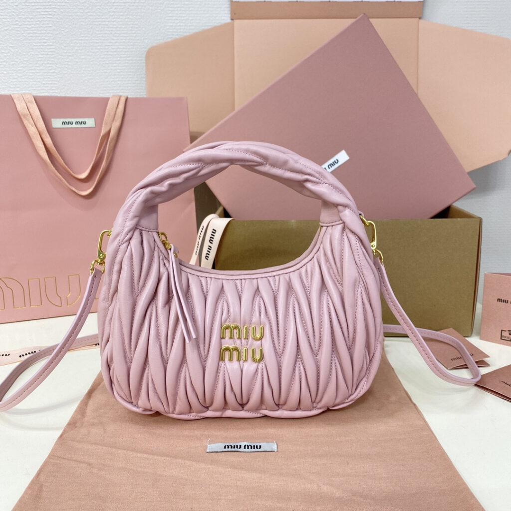 Miu Miu Wander Matelassé Nappa Leather Hobo Bag editorial product context 1